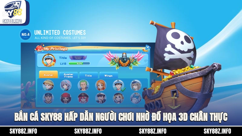 Bắn cá Sky88 hấp dẫn người chơi nhờ đồ họa 3D chân thực